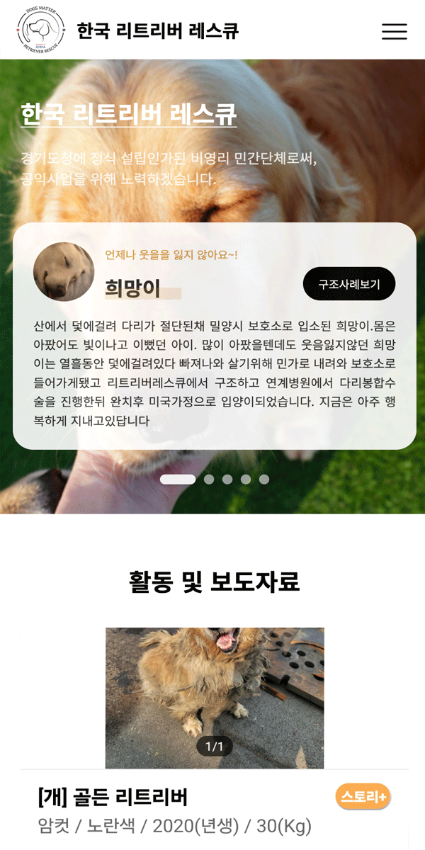 한국 리트레버 레스큐 Mobile 미리보기